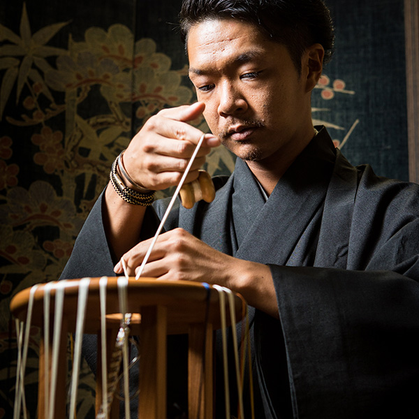 RYUKOBO, Silk KUMIHIMO Mask Cord - Charcoal-Black, 60cm - Antibacterial Thread, Square Clasp - Traditional Handcrafted Souvenir from Tokyo, Japan