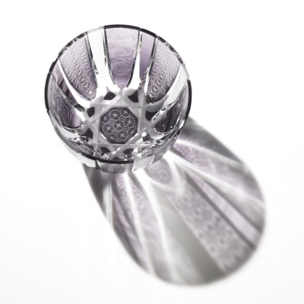 Edo Kiriko, Set of 2 sake glasses—grape (purple), 2 patterns (itogiku tsunagi and asa no ha), soba choko cup, Ø 8.2 cm × H 6.0 cm, Tokyo traditional crafts, handmade