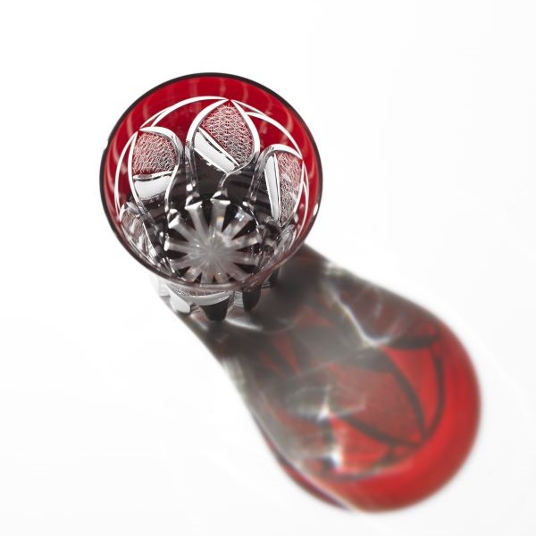 Edo Kiriko, Tumbler, parasol, itogiku tsunagi, kurenai (deep red), Hanasho, Size: Ø 7.5 × H 11 cm, Tokyo traditional crafts, handmade