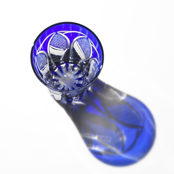 Edo Kiriko, Tumbler, parasol, itogiku tsunagi, lapis lazuli (blue), Hanasho, Size: Ø 7.5 × H 11 cm, Tokyo traditional crafts, handmade