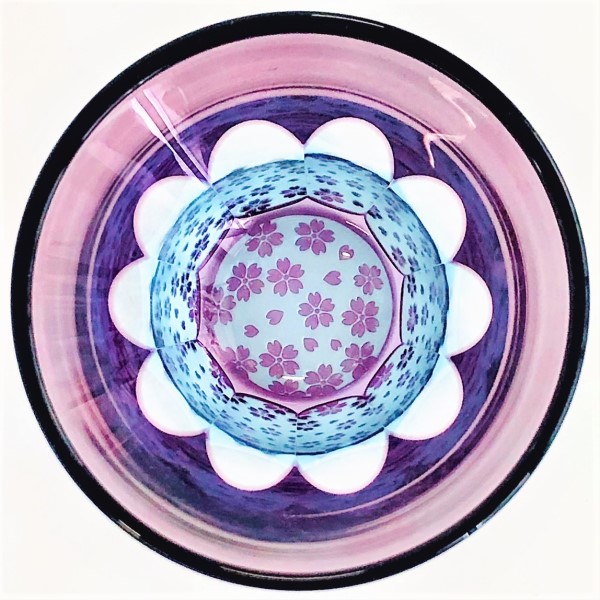 Suna-Kiriko Glassware: Sakura Saku (Blooming Sakura), Sake Glass 115ml, GLASS-LAB 