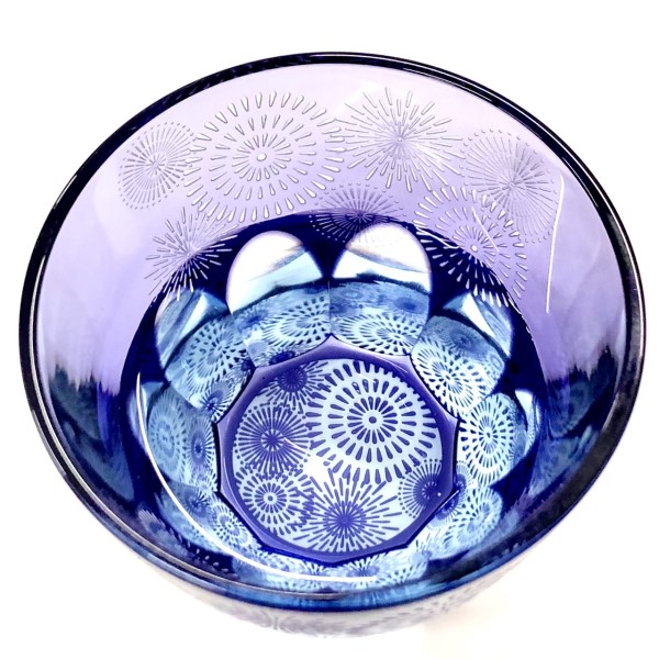 Suna-Kiriko Glassware: Hanabi (Fireworks), Sake Glass 115ml, GLASS-LAB 