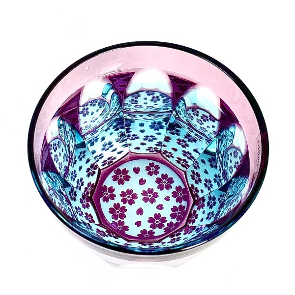 GLASS-LAB - Suna-Kiriko Glassware: Sakura Saku ~mau~ (Blooming Sakura Petals) - Sake Glass（115ml）