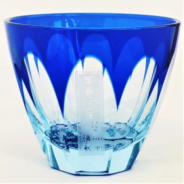 Suna-Kiriko Glassware: Hokusai, The Great Wave, Sake Glass 115ml, GLASS-LAB 