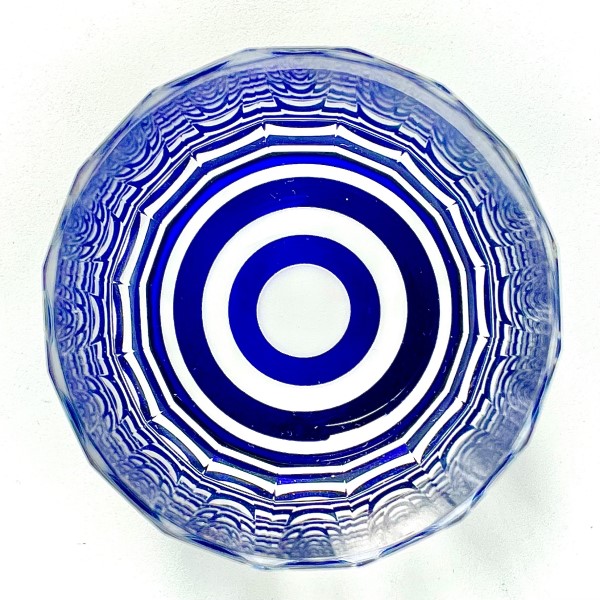 GLASS-LAB - Suna-Kiriko Glassware: Janome Kiriko, Mini Size Sake Cup in Lapis Blue - Sake Glass