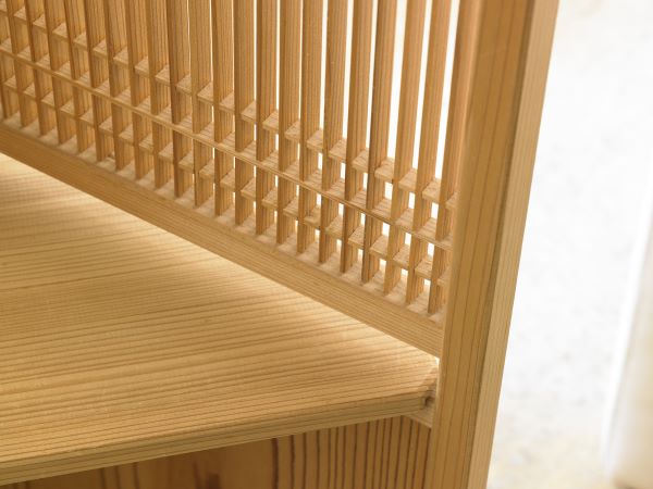 Kumiko Woodcraft Corner Shelf, Large, Natural wood, H 110 × W 40cm (Shelves can be removed)	