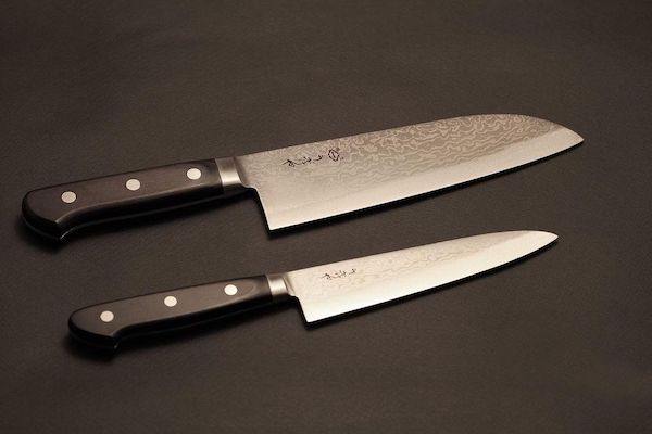 Santoku Laminated Steel Knife - Blade length: approx. 17.5 cm, blade width: approx. 4.9 cm, Damascus Knife