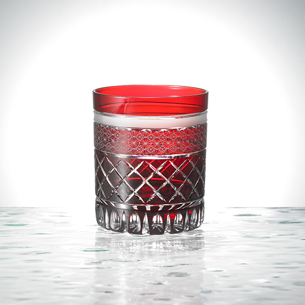 Edo Kiriko, Old Glass, classic line, kurenai, dark red, Ø7.3 × H9.0 cm, Hanasho, itogikutsunagi, yarai, traditional crafts, handmade, souvenirs, order-made