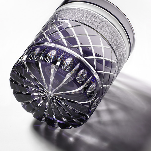 Edo Kiriko, Old Glass, classic line, grape, purple, Ø7.3 × H9.0 cm, Hanasho, itogikutsunagi, yarai. traditional crafts, handmade, souvenirs, order-made