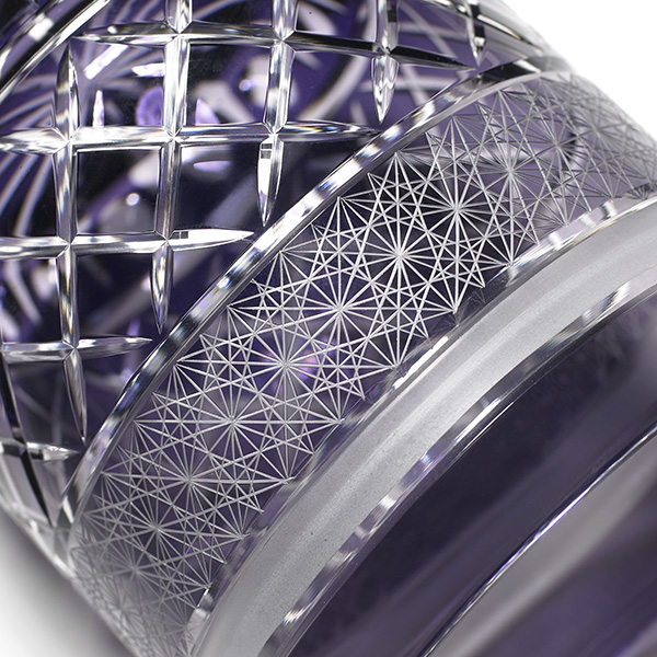 Edo Kiriko, Old Glass, classic line, grape, purple, Ø7.3 × H9.0 cm, Hanasho, itogikutsunagi, yarai. traditional crafts, handmade, souvenirs, order-made