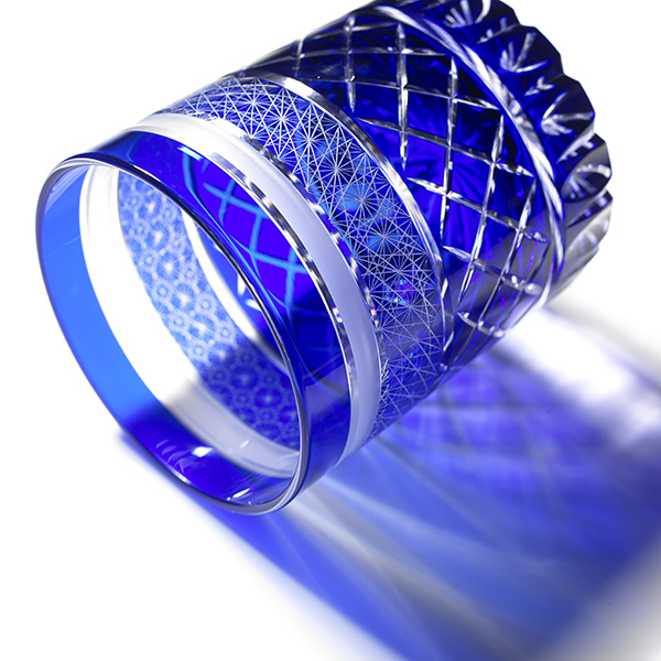 Edo Kiriko, Old Glass, classic line, lapis lazuli, blue, Ø7.3 × H9.0 cm, Hanasho, itogikutsunagi, yarai, traditional craft, handmade, souvenirs, order-made