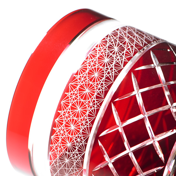 Edo Kiriko, Old Glass, classic line, kurenai, dark red, Ø7.3 × H9.0 cm, Hanasho, itogikutsunagi, yarai, traditional crafts, handmade, souvenirs, order-made