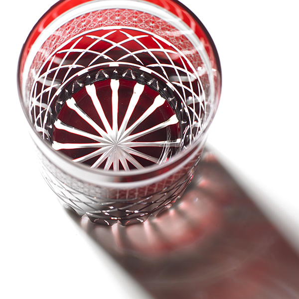 Edo Kiriko, Old Glass, classic line, kurenai, dark red, Ø7.3 × H9.0 cm, Hanasho, itogikutsunagi, yarai, traditional crafts, handmade, souvenirs, order-made