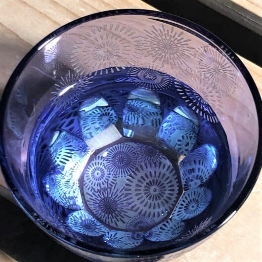 Suna-Kiriko Glassware: Hanabi (Fireworks), Sake Glass 115ml, GLASS-LAB 