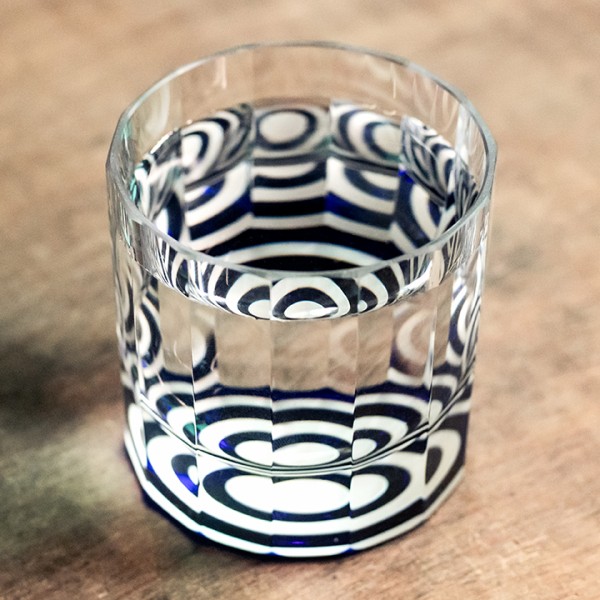 GLASS-LAB - Suna-Kiriko Glassware: Janome Kiriko, Mini Size Sake Cup in Lapis Blue - Sake Glass