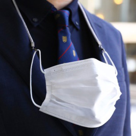 RYUKOBO, Silk KUMIHIMO Mask Cord - Charcoal-Black, 60cm - Antibacterial Thread, Square Clasp - Traditional Handcrafted Souvenir from Tokyo, Japan