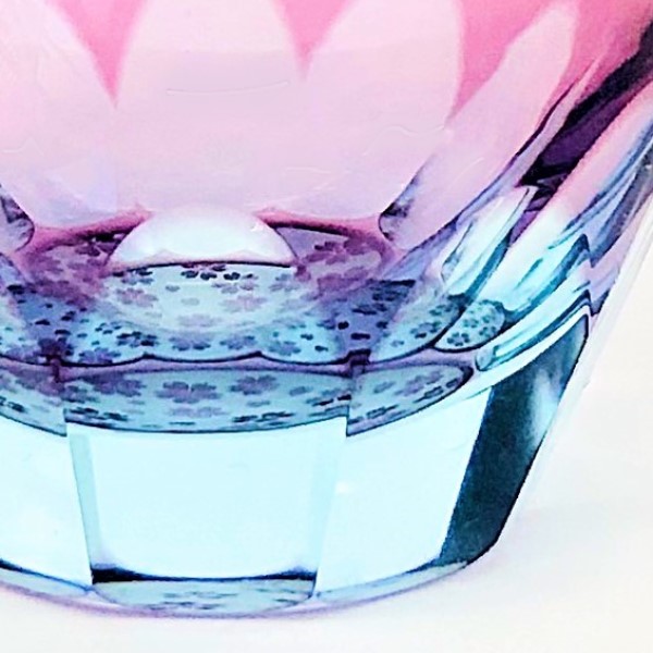 Suna-Kiriko Glassware: Sakura Saku (Blooming Sakura), Sake Glass 115ml, GLASS-LAB 
