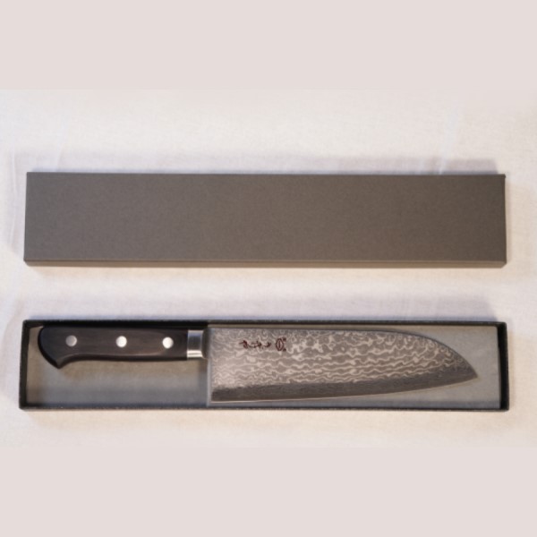 Santoku Laminated Steel Knife - Blade length: approx. 17.5 cm, blade width: approx. 4.9 cm, Damascus Knife
