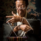 RYUKOBO, Silk KUMIHIMO Mask Cord - Charcoal-Black, 60cm - Antibacterial Thread, Square Clasp - Traditional Handcrafted Souvenir from Tokyo, Japan