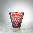 Edo Kiriko, Multi-purpose glass, Asa no Ha, kurenai (deep re...