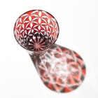 Edo Kiriko, Multi-purpose glass, Asa no Ha, kurenai (deep red), Hanasho, hemp leaf, Size: Ø 9.0 × H 9.0 cm, Tokyo traditional crafts, handmade	