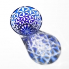 Edo Kiriko, Multi-purpose glass, Asa no Ha, lapis lazuli (blue), Hanasho, hemp leaf, Ø 9.0 × H 9.0 cm, Tokyo traditional crafts, handmade