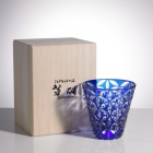 Edo Kiriko, Multi-purpose glass, Asa no Ha, lapis lazuli (blue), Hanasho, hemp leaf, Ø 9.0 × H 9.0 cm, Tokyo traditional crafts, handmade
