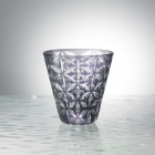 Edo Kiriko, Multi-purpose glass, Asa no Ha, grape (purple) , Hanasho, hemp leaf, Size: Ø 9.0 × H 9.0 cm, Tokyo traditional crafts, handmade