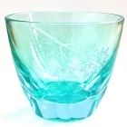 Suna-Kiriko Glassware: Ao-Momiji (Green Maple), Sake Glass 115ml, GLASS-LAB 