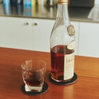 Handcrafted Cow Leather Coaster – 1 piece – Natural / Black, by FYSKY	