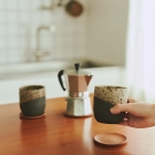 Handcrafted Cow Leather Coaster – 1 piece – Natural / Black, by FYSKY	