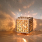 Kumiko Woodcraft Lantern, Small, Cubic shape with hemp leaf ...