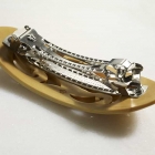 Japanese Boxwood Barrette with Arabesque Enclosure, Oval shape, A　