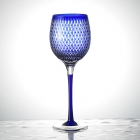 Edo Kiriko, Long Wine Glass, kometsunagi, lapis lazuli, blue, Hanasho, traditional craft, handmade, souvenir, gift, order-made, G8 Toyako Summit '08
