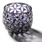 Edo Kiriko, glass, Guinomi, Asa no Ha, grape, purple, Ø 5.0 × H 5.0 cm, Hanasho,hemp leaf, sake, traditional crafts, handmade, souvenir, gift, oder-made