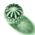 Edo Kiriko, glass, Guinomi, Asa no Ha, green, Ø 5.0 × H 5.0 cm, Hanasho, hemp leaf, sake, traditional crafts, handmade, souvenir, gift, oder-made