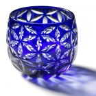 Edo Kiriko, glass, Guinomi, Asa no Ha, lapis lazuli, blue,Ø 5.0 × H 5.0 cm, Hanasho, hemp leaf, sake, traditional crafts, handmade, souvenir, gift, oder-made