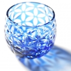 Edo Kiriko, glass, Guinomi, Asa no Ha, light blue, Ø 5.0 × H 5.0 cm, Hanasho,hemp leaf, sake, traditional crafts, handmade, souvenir, gift, oder-made