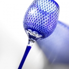 Edo Kiriko, Long Wine Glass, kometsunagi, lapis lazuli, blue, Hanasho, traditional craft, handmade, souvenir, gift, order-made, G8 Toyako Summit '08