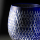 Edo Kiriko, Long Wine Glass, kometsunagi, lapis lazuli, blue, Hanasho, traditional craft, handmade, souvenir, gift, order-made, G8 Toyako Summit '08