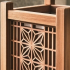 Kumiko Woodcraft Lantern (Medium), hemp leaf patterns on four sides, Akita Sugi cedar, H45×W16×D16cm