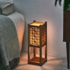 Kumiko Woodcraft Lantern (Medium), hemp leaf patterns on four sides, Akita Sugi cedar, H45×W16×D16cm
