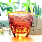 Suna-Kiriko Glassware: Momiji (Autumn Leaves), Sake Glass 115ml, GLASS-LAB 