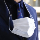 RYUKOBO, Silk KUMIHIMO Mask Cord - Charcoal-Black, 60cm - Antibacterial Thread, Square Clasp - Traditional Handcrafted Souvenir from Tokyo, Japan