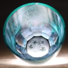 Suna-Kiriko Glassware: Ao-Momiji (Green Maple), Sake Glass 115ml, GLASS-LAB 