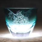 Suna-Kiriko Glassware: Ao-Momiji (Green Maple), Sake Glass 115ml, GLASS-LAB 