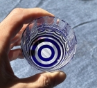 GLASS-LAB - Suna-Kiriko Glassware: Janome Kiriko, Mini Size Sake Cup in Lapis Blue - Sake Glass